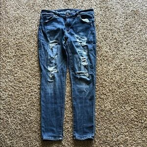 Women's Distressed Blue Jeans